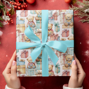 Farbiges Weihnachtsbärenpapier Geschenkpapier
