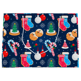 Farbiges Weihnachtsmuster Große Geschenktüte