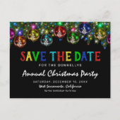 Farbiges WeihnachtsParty Save the Date Ankündigungspostkarte (Vorderseite)