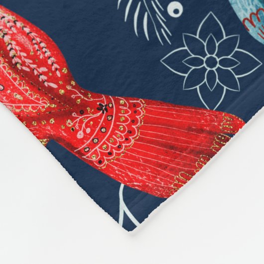 Farbiges Weihnachtstiermuster Fleecedecke (Ecke)