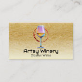 Farbiges Weinglas | Holzkörnmuster Visitenkarte (Vorderseite)