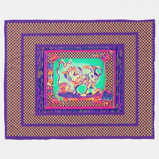 Farbiges Weißes Kaninchen von Aleta Fleecedecke (Vorderseite (Horizontal))