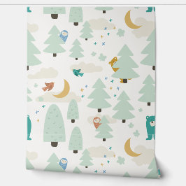 Farbiges weißes Waldland Tierkids-Tapete Tapete