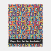 Farbiges Whippet mit benutzerdefiniertem Text Fleecedecke (Vorderseite)