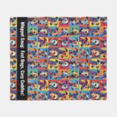 Farbiges Whippet mit benutzerdefiniertem Text Fleecedecke (Vorderseite (Horizontal))