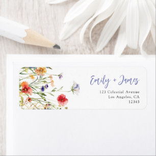 Farbiges Wildblumen-Hochzeit-Rücksendeetikett