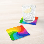 Farbiges, wirbelndes Farbrad Rechteckiger Pappuntersetzer (Vor Ort)