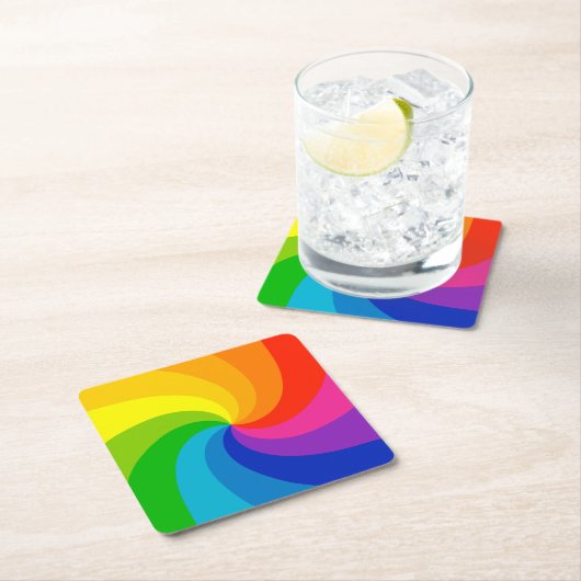 Farbiges, wirbelndes Farbrad Rechteckiger Pappuntersetzer (Vor Ort)