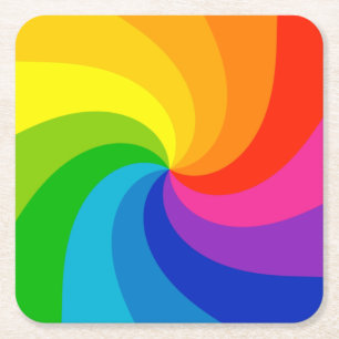 Farbiges, wirbelndes Farbrad Rechteckiger Pappuntersetzer