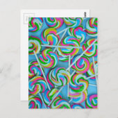 Farbiges Wirbles Lollipopmuster Postkarte (Vorne/Hinten)