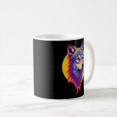 Farbiges Wolf-Portrait Kaffeetasse (VorderseiteRechts)