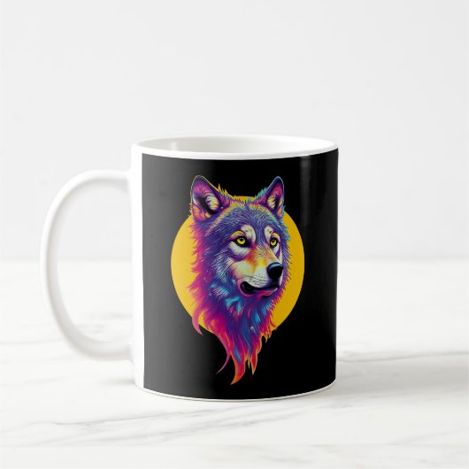 Farbiges Wolf-Portrait Kaffeetasse (Links)