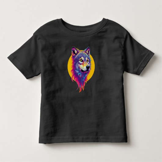 Farbiges Wolf-Portrait Kleinkind T-shirt (Vorderseite)