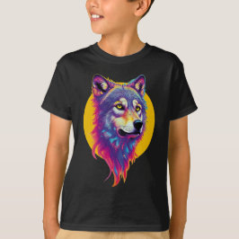 Farbiges Wolf-Portrait T-Shirt