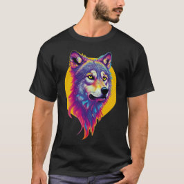 Farbiges Wolf-Portrait T-Shirt