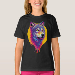 Farbiges Wolf-Portrait T-Shirt