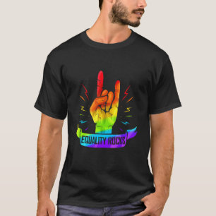 Farbiges Zeichen der Hörner Hand Lgbtq Gleichheit  T-Shirt