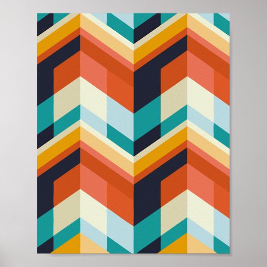 Farbiges Zickzack geometrisches Muster Poster (Vorne)