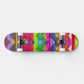 Farbiges Zickzack Holz Abstrakt #2 Skateboard (Horizontal)