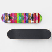 Farbiges Zickzack Holz Abstrakt #2 Skateboard (Horizontal)