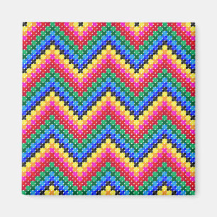 Farbiges Zickzack-Muster Magnet