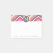 Farbiges Zickzack Muster mit benutzerdefiniertem M Post-it Klebezettel (Vorderseite)