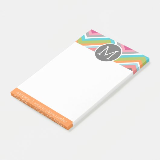 Farbiges Zickzack Muster mit benutzerdefiniertem M Post-it Klebezettel (angewinkelt)