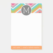 Farbiges Zickzack Muster mit benutzerdefiniertem M Post-it Klebezettel (Vorderseite)