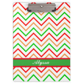 Farbiges Zickzack Muster mit Namen Klemmbrett (Vorderseite)
