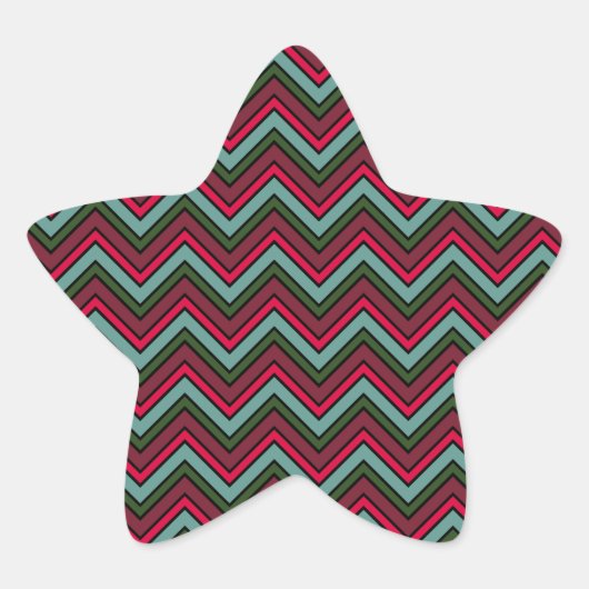 Farbiges Zickzack Zickzackmuster Stern-Aufkleber (Vorderseite)