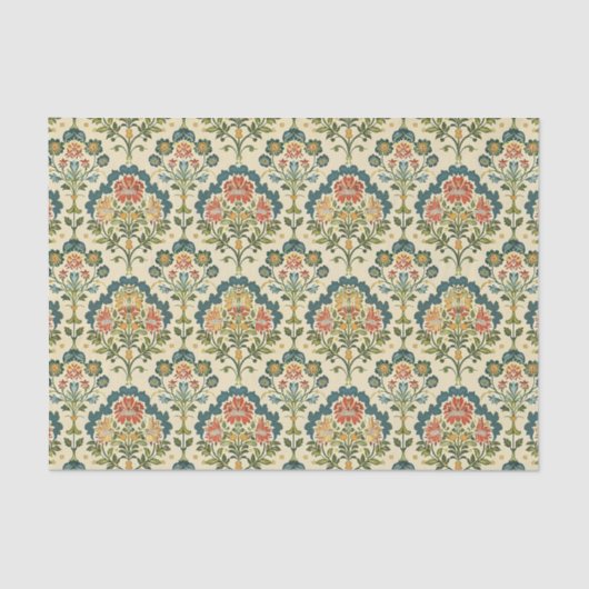 Farbiges Zierdamastmuster Seidenpapier (Vorderseite)