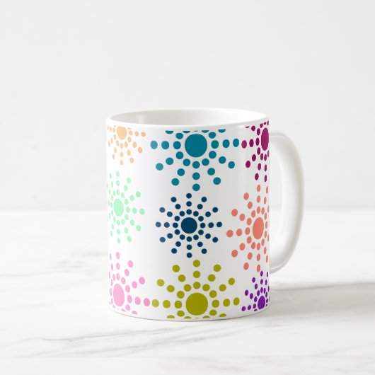 Farbiges Zirkelmuster Kaffeetasse (VorderseiteRechts)