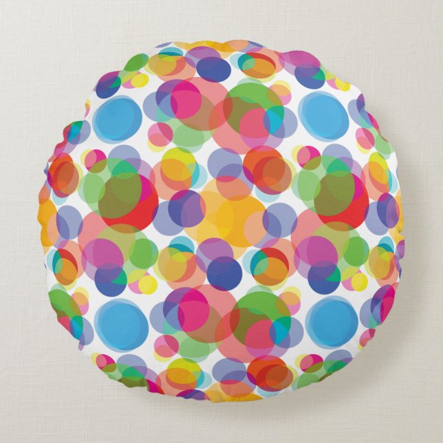 Farbiges Zirkelmuster Rundes Kissen (Vorderseite)