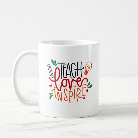 Farbiges Zitat über "Teach"-Tasse & Cups Kaffeetasse (Links)
