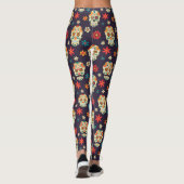 Farbiges Zuckerschädelmuster Leggings (Rückseite)