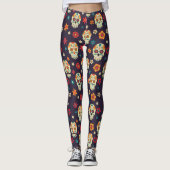 Farbiges Zuckerschädelmuster Leggings (Vorderseite)