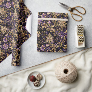 Farbintensiv, extravagant, violett und gold geschenkpapier