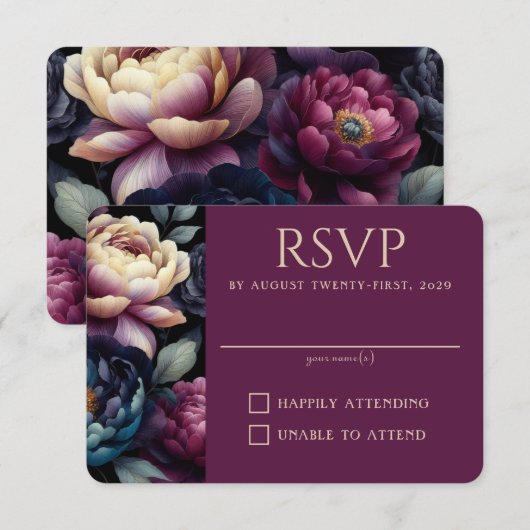Farbintensive Blumengestaltung RSVP Karte (Vorne/Hinten)