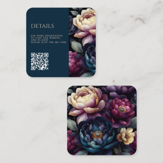 Farbintensiver, blumiger QR-Code Begleitkarte (Vorne/Hinten)
