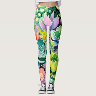 Farbintensiver Sommer-Sukkulenten-Botanischer Gart Leggings