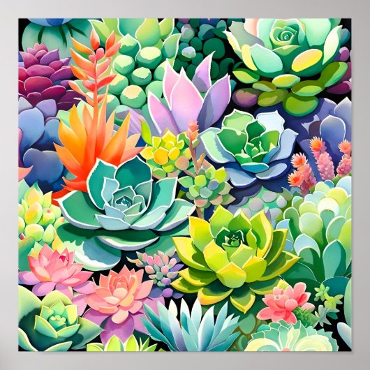 Farbintensiver Sukkulenten-Botanischer Garten im S Poster (Vorne)