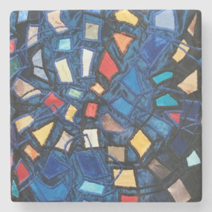 Farbintensives blaues Buntglas-Aspekt abstrakt leb Steinuntersetzer