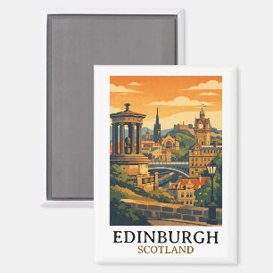 Farbintensives Edinburgh Schottland Schloss Vintag Magnet