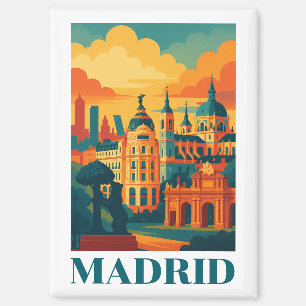 Farbintensives Madrid Spanien Vintage Reise Magnet