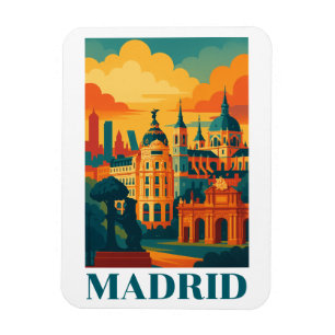 Farbintensives Madrid Spanien Vintage Reise Magnet