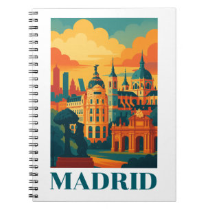 Farbintensives Madrid Spanien Vintage Reise Notizblock