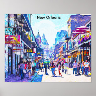Farbintensives New Orleans Louisiana French Quarte Poster