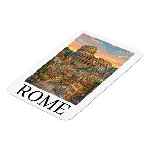 Farbintensives Rom Italien Kolosseum Vintage Reise Magnet