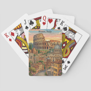Farbintensives Rom Italien Kolosseum Vintage Reise Spielkarten