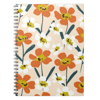 Farbintensives, vintage Blumenmuster. Notizblock